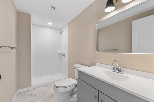 Bathroom, Interior, Marble, Recessed Lighting