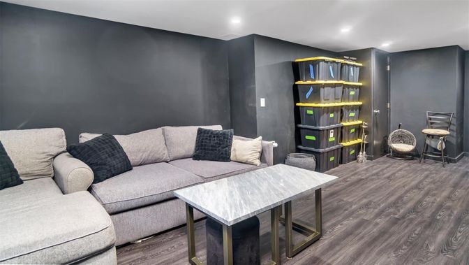 Interior, Living room, Recessed Lighting, Wood Texture Flooring
