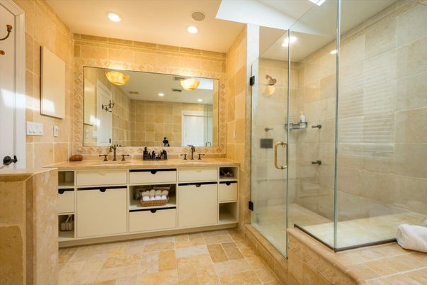 Bathroom, Dual Sink Vanities, Glass Shower, Interior, Recessed Lighting