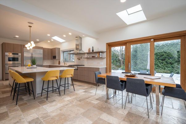 Dining room, Interior, Kitchen, Pendant Lights, Recessed Lighting, Stainless Steel Appliances