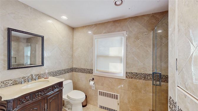 Bathroom, Glass Shower, Interior, Recessed Lighting