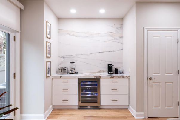 Interior, Marble Walls, Recessed Lighting, Wood Texture Flooring