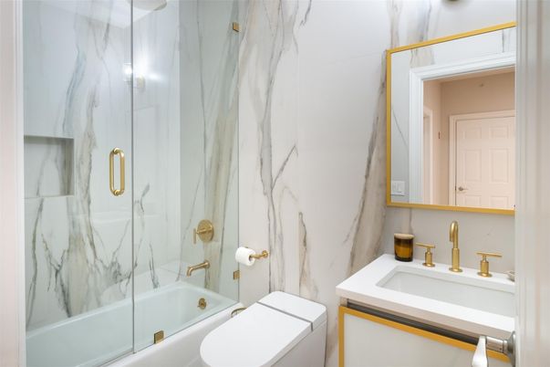 Bathroom, Glass Shower, Interior, Marble Walls