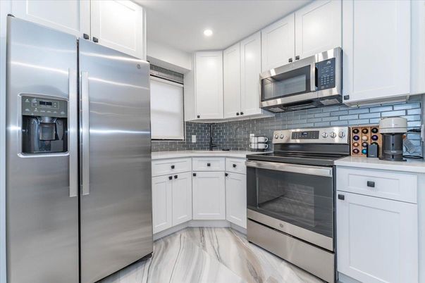 Interior, Kitchen, Marble, Recessed Lighting, Stainless Steel Appliances