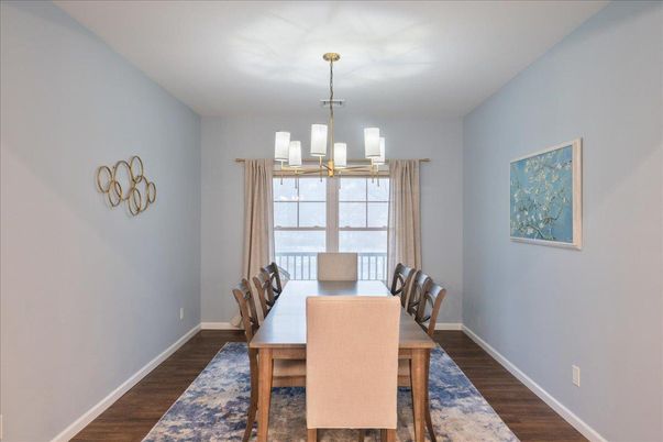 Chandelier, Dining room, Interior, Wood Texture Flooring