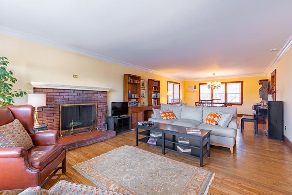 Chandelier, Dining room, Fireplace, Interior, Living room, Wood Texture Flooring