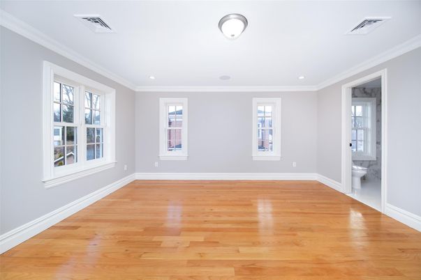 Bathroom, Empty room, Interior, Recessed Lighting, Wood Texture Flooring