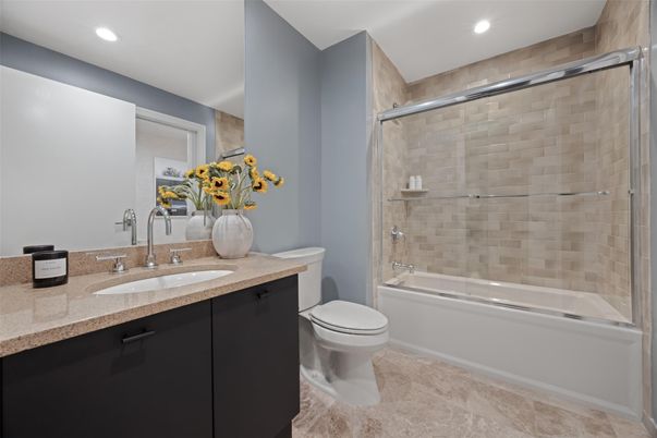 Bathroom, Glass Shower, Interior, Recessed Lighting