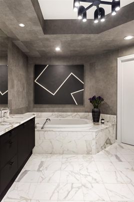 Bathroom, Interior, Marble, Recessed Lighting