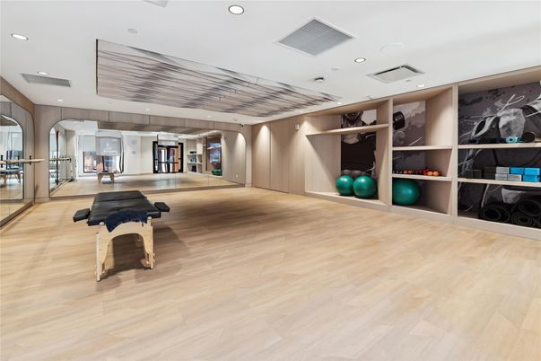 Fitness Equipment, Interior, Recessed Lighting, Wood Texture Flooring