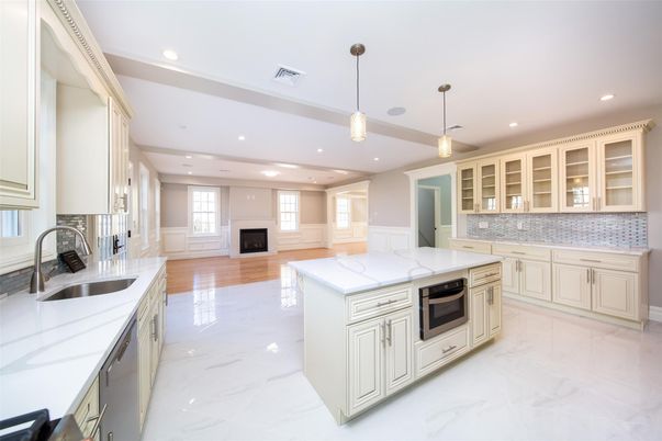 Interior, Kitchen, Marble, Pendant Lights, Recessed Lighting