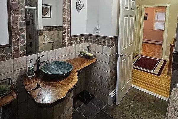 Bathroom, Interior, Wood Texture Flooring