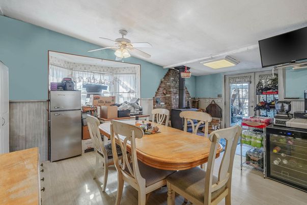 Dining room, Interior, Kitchen, Stone Walls, Wood Texture Flooring