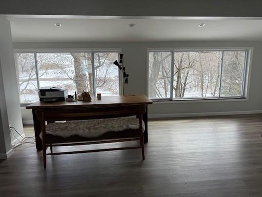 Home Office, Interior, Recessed Lighting, Wood Texture Flooring