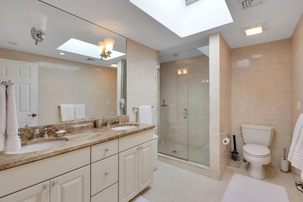Bathroom, Dual Sink Vanities, Glass Shower, Interior, Recessed Lighting
