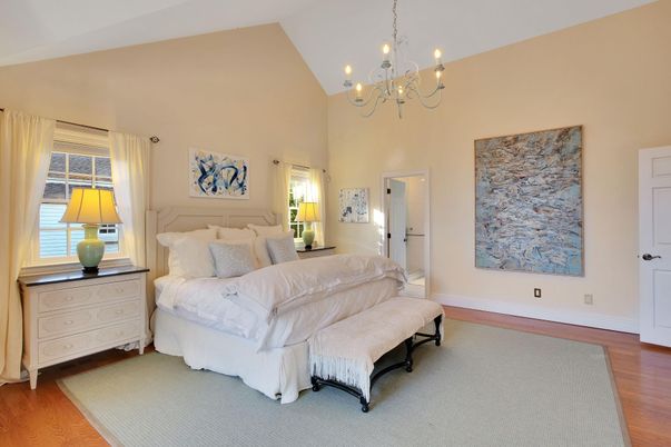 Bedroom, Chandelier, Interior, Wood Texture Flooring