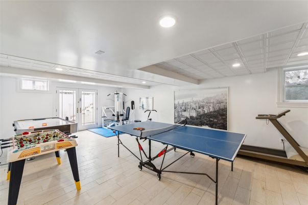 Fitness Equipment, Game Room, Interior, Recessed Lighting, Wood Texture Flooring