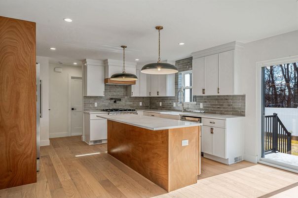 Interior, Kitchen, Pendant Lights, Recessed Lighting, Wood Texture Flooring