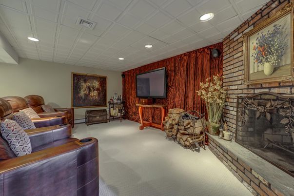 Fireplace, Interior, Living room, Recessed Lighting