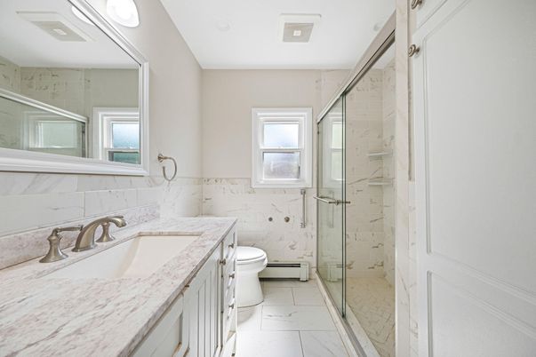 Bathroom, Glass Shower, Interior, Marble, Marble Walls