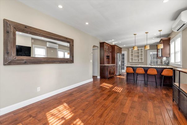 Interior, Kitchen, Pendant Lights, Recessed Lighting, Wood Texture Flooring
