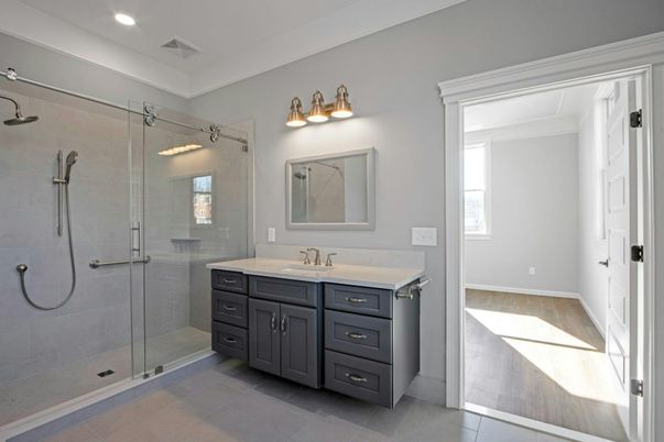 Bathroom, Dual Sink Vanities, Glass Shower, Interior, Recessed Lighting