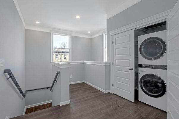 Interior, Recessed Lighting, Utility Closets, Washer, Wood Texture Flooring