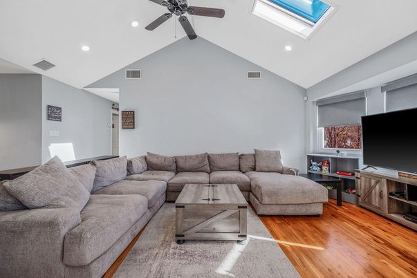 Interior, Living room, Recessed Lighting, Wood Texture Flooring