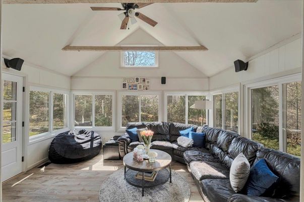 Interior, Living room, Sun Room, Wooden Beams, Wood Texture Flooring