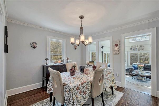 Chandelier, Dining room, Interior, Wood Texture Flooring