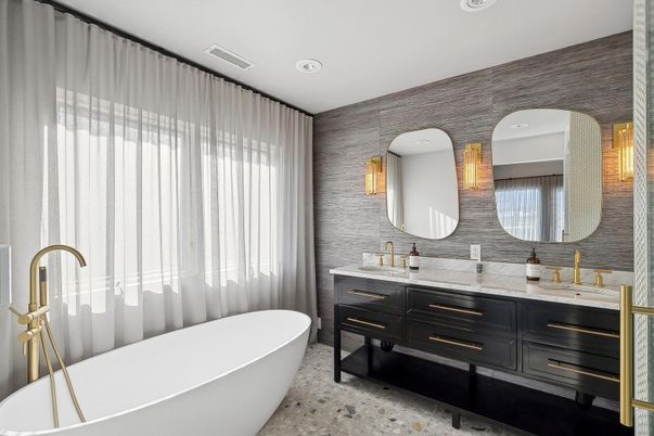 Bathroom, Dual Sink Vanities, Free Standing Baths, Interior, Recessed Lighting