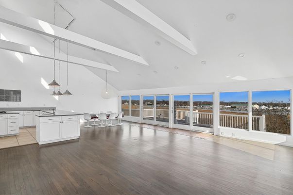 Dining room, Interior, Kitchen, Pendant Lights, Wood Texture Flooring