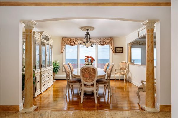 Chandelier, Dining room, Interior, Water, Wood Texture Flooring