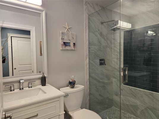 Bathroom, Glass Shower, Interior, Marble Walls