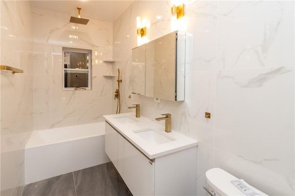 Bathroom, Dual Sink Vanities, Glass Shower, Interior, Marble Walls