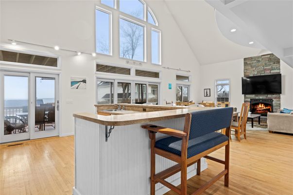 Fireplace, Interior, Recessed Lighting, Wood Texture Flooring