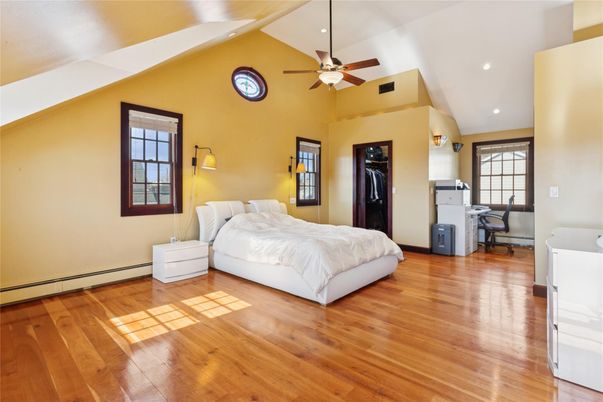 Bedroom, Home Office, Interior, Recessed Lighting, Wood Texture Flooring