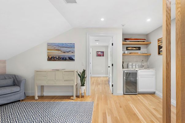 Interior, Kitchen, Recessed Lighting, Wood Texture Flooring