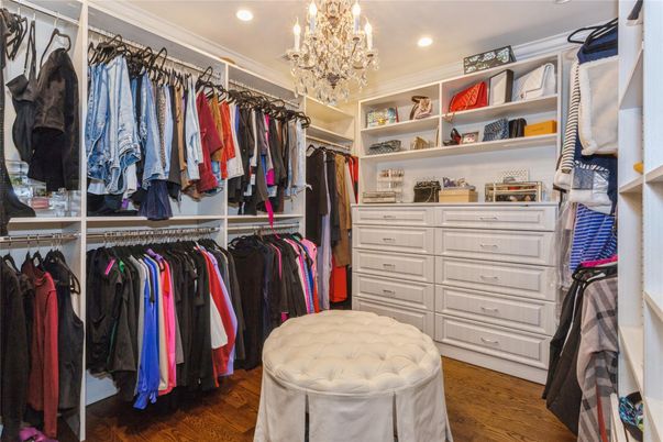 Chandelier, Interior, Recessed Lighting, Walk-in Closets, Wood Texture Flooring
