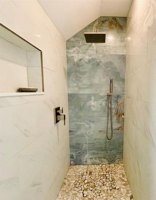 Bathroom, Glass Shower, Interior, Marble Walls