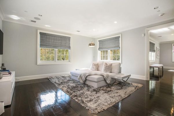 Bedroom, Interior, Pendant Lights, Recessed Lighting, Wood Texture Flooring
