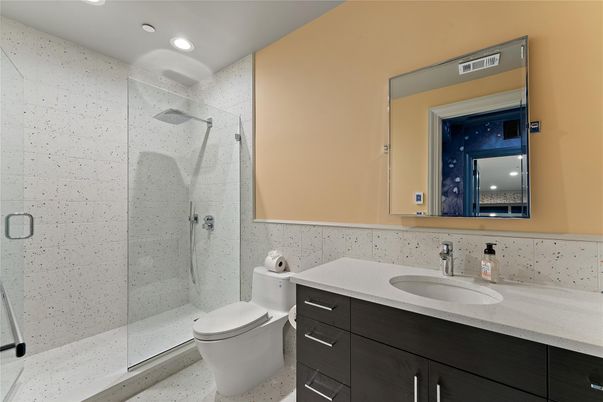 Bathroom, Glass Shower, Interior, Recessed Lighting