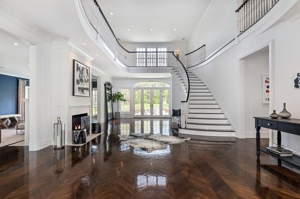 Fireplace, Interior, Recessed Lighting, Wood Texture Flooring