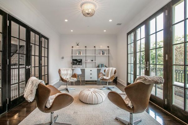 Home Office, Interior, Recessed Lighting, Wood Texture Flooring