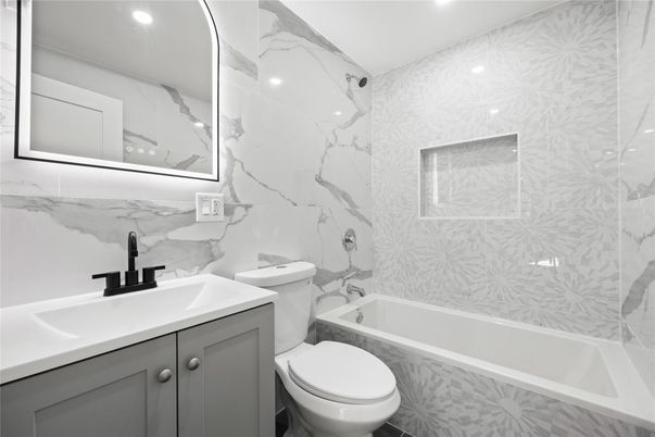 Bathroom, Interior, Marble Walls, Recessed Lighting