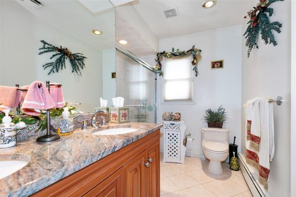 Bathroom, Dual Sink Vanities, Glass Shower, Interior, Recessed Lighting