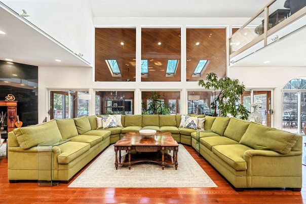 Fireplace, Interior, Living room, Recessed Lighting, Wooden Ceilings, Wood Texture Flooring