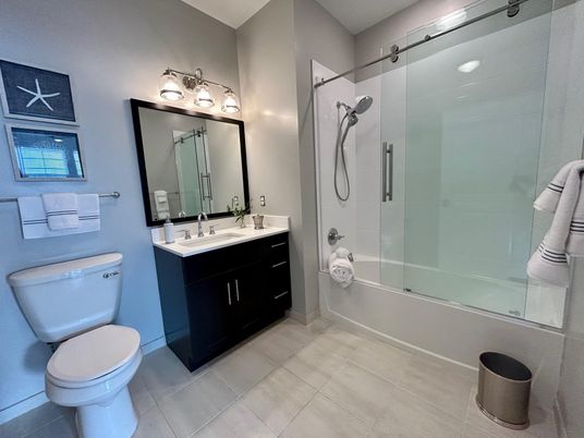 Bathroom, Dual Sink Vanities, Glass Shower, Interior