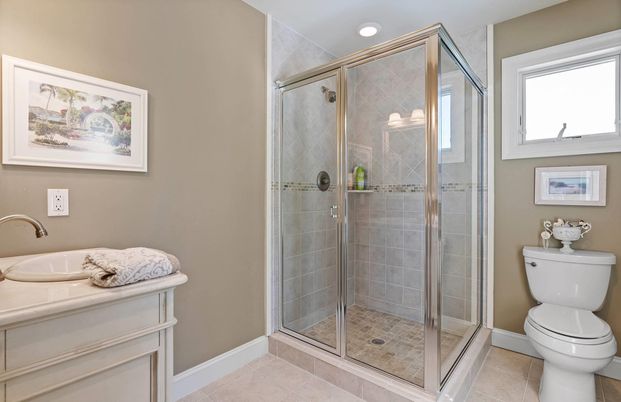 Bathroom, Glass Shower, Interior, Recessed Lighting