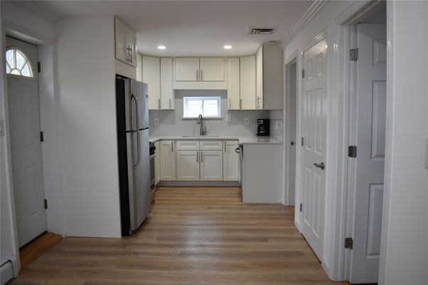 Interior, Kitchen, Recessed Lighting, Wood Texture Flooring